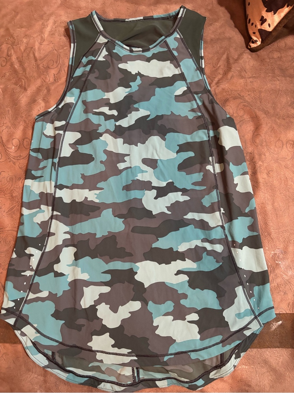 Lululemon Sculpt Tank Top Heritage 365 Camo Tidewater Teal/Rainforest Green sz 4
